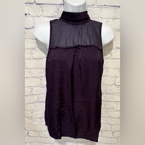 Etcetera Plum Sleeveless Halter Top With Tie Back Silk Blend Size - Picture 1 of 6